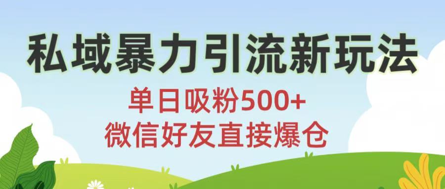 私域暴力引流新玩法!单日吸粉500+，微信好友直接爆仓69网创吧-网创项目资源站-副业项目-创业项目-搞钱项目69网创吧