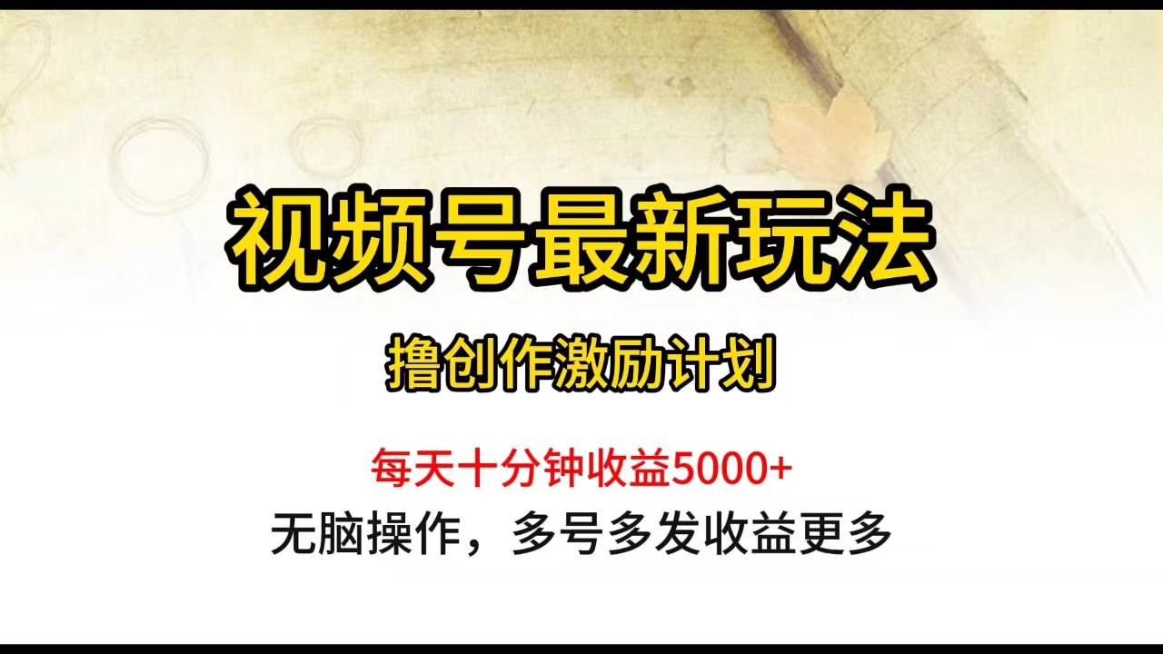 视频号最新玩法，每日一小时月入5000+69网创吧-网创项目资源站-副业项目-创业项目-搞钱项目69网创吧