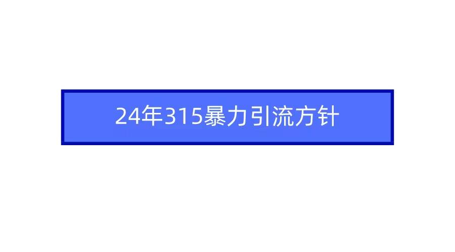 2024年315暴力引流方针69网创吧-网创项目资源站-副业项目-创业项目-搞钱项目69网创吧
