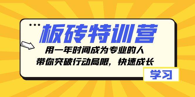 板砖特训营，用一年时间成为专业的人，带你突破行动局限，快速成长69网创吧-网创项目资源站-副业项目-创业项目-搞钱项目69网创吧