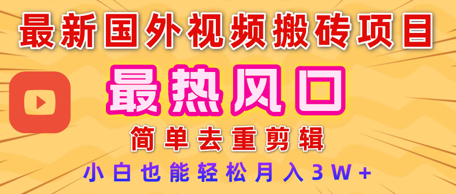 2025最新热门风口，国外视频搬砖项目，简单去重剪辑，小白也能轻松月入3W+69网创吧-网创项目资源站-副业项目-创业项目-搞钱项目69网创吧