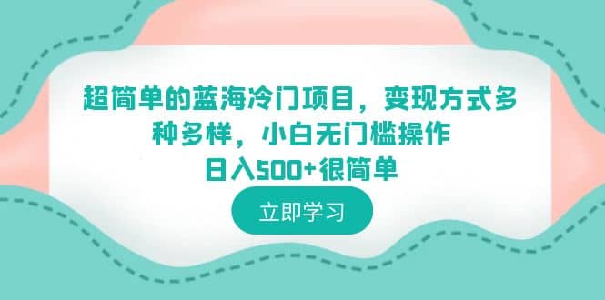 超简单的蓝海冷门项目，变现方式多种多样，小白无门槛操作日入500+很简单69网创吧-网创项目资源站-副业项目-创业项目-搞钱项目69网创吧