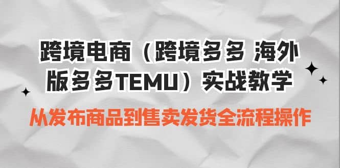 跨境电商（跨境多多 海外版多多TEMU）实操教学 从发布商品到售卖发货全流程69网创吧-网创项目资源站-副业项目-创业项目-搞钱项目69网创吧