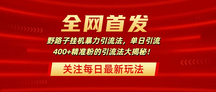 全网首发，野路子挂机暴力引流法，单日引流400+精准粉的引流法大揭秘！69网创吧-网创项目资源站-副业项目-创业项目-搞钱项目69网创吧