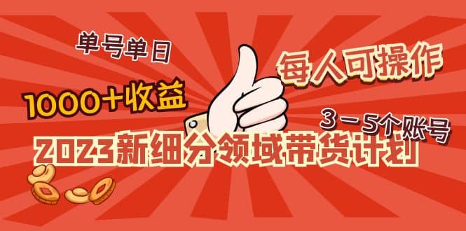 2023新细分领域带货计划：单号单日1000+收益不难，每人可操作3-5个账号69网创吧-网创项目资源站-副业项目-创业项目-搞钱项目69网创吧