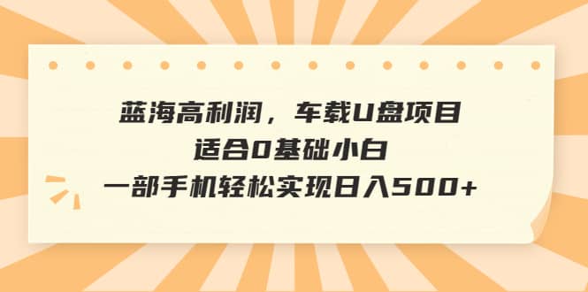 蓝海高利润，车载U盘项目，适合0基础小白，一部手机轻松实现日入500+69网创吧-网创项目资源站-副业项目-创业项目-搞钱项目69网创吧
