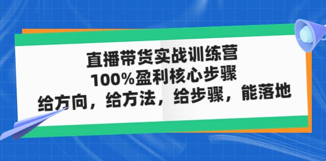 直播带货实战训练营：100%盈利核心步骤，给方向，给方法，给步骤，能落地69网创吧-网创项目资源站-副业项目-创业项目-搞钱项目69网创吧
