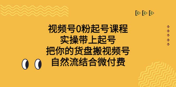 视频号0粉起号课程 实操带上起号 把你的货盘搬视频号 自然流结合微付费69网创吧-网创项目资源站-副业项目-创业项目-搞钱项目69网创吧