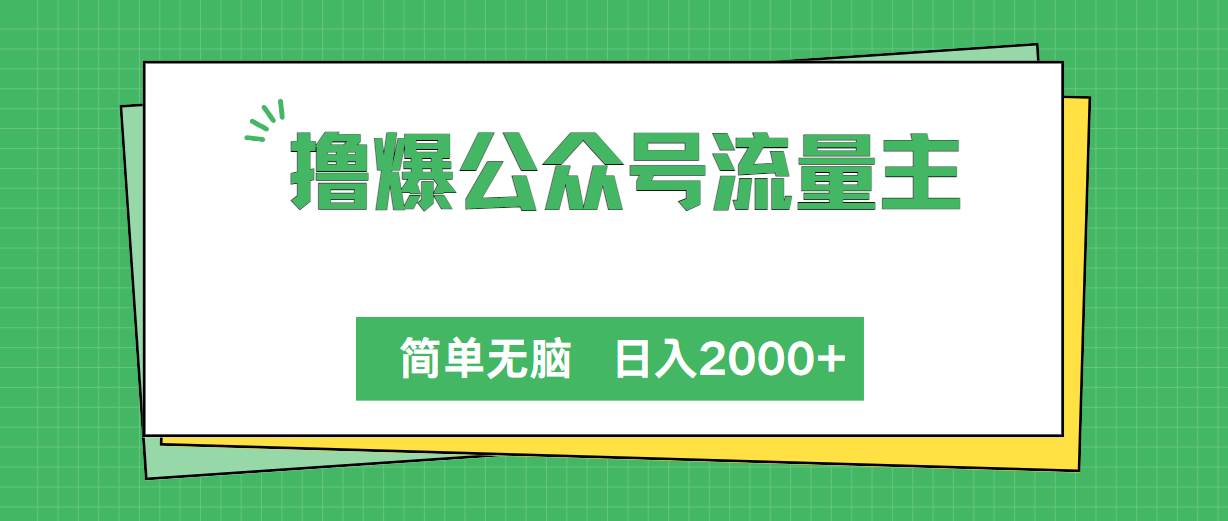 撸爆公众号流量主，简单无脑，单日变现2000+69网创吧-网创项目资源站-副业项目-创业项目-搞钱项目69网创吧