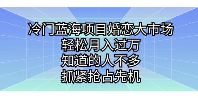 冷门蓝海项目婚恋大市场，轻松月入过万，知道的人不多，抓紧抢占先机69网创吧-网创项目资源站-副业项目-创业项目-搞钱项目69网创吧