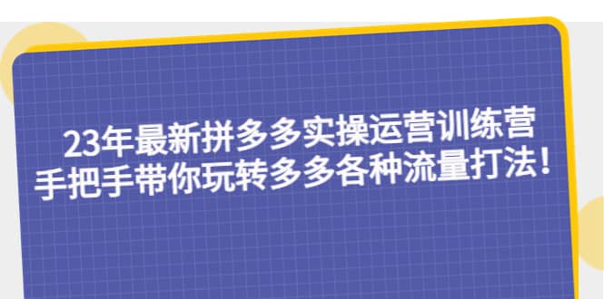 23年最新拼多多实操运营训练营：手把手带你玩转多多各种流量打法！69网创吧-网创项目资源站-副业项目-创业项目-搞钱项目69网创吧