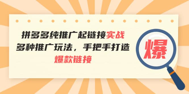 拼多多纯推广起链接实战：多种推广玩法，手把手打造爆款链接69网创吧-网创项目资源站-副业项目-创业项目-搞钱项目69网创吧