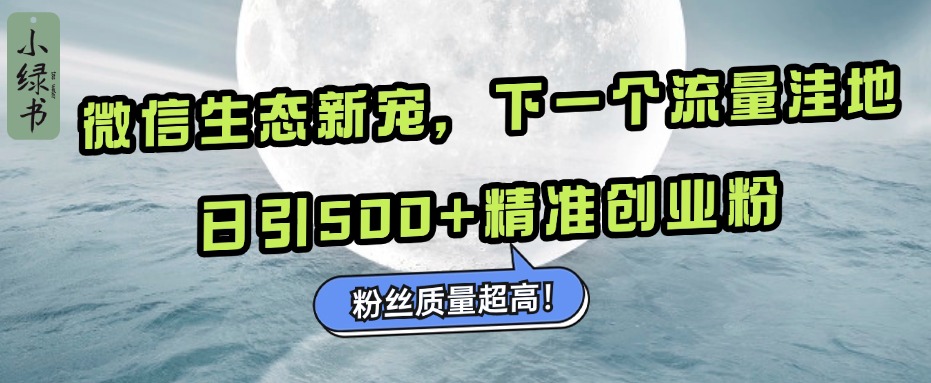 微信生态新宠小绿书：下一个流量洼地，粉丝质量超高，日引500+精准创业粉，69网创吧-网创项目资源站-副业项目-创业项目-搞钱项目69网创吧