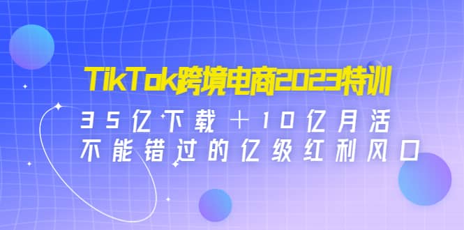 TikTok跨境电商2023特训：35亿下载＋10亿月活，不能错过的亿级红利风口69网创吧-网创项目资源站-副业项目-创业项目-搞钱项目69网创吧