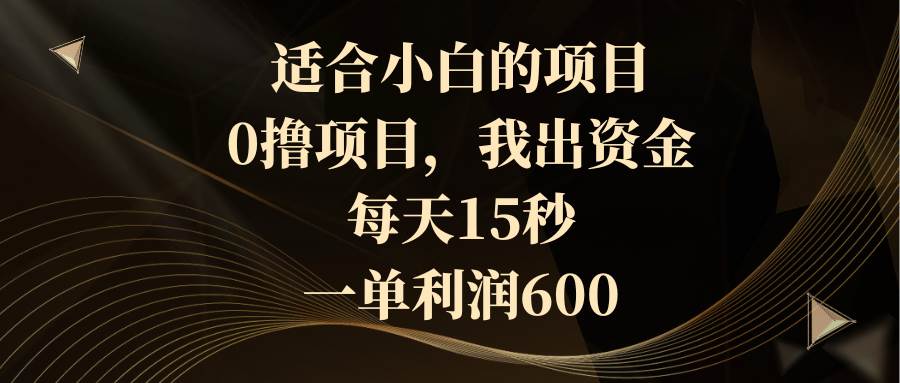 适合小白的项目,0撸项目,我出资金,每天15秒,一单利润60069网创吧-网创项目资源站-副业项目-创业项目-搞钱项目69网创吧