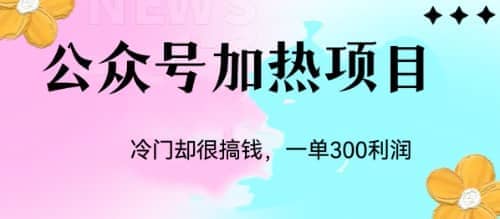冷门公众号加热项目，一单利润300+69网创吧-网创项目资源站-副业项目-创业项目-搞钱项目69网创吧