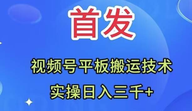 全网首发：视频号平板搬运技术，实操日入三千＋69网创吧-网创项目资源站-副业项目-创业项目-搞钱项目69网创吧