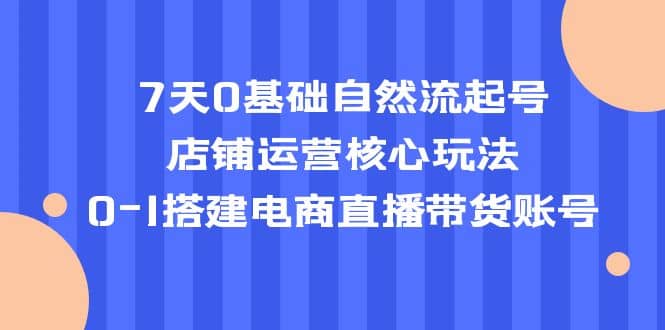 7天0基础自然流起号，店铺运营核心玩法，0-1搭建电商直播带货账号69网创吧-网创项目资源站-副业项目-创业项目-搞钱项目69网创吧