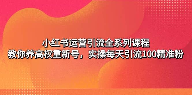 小红书运营引流全系列课程：教你养高权重新号69网创吧-网创项目资源站-副业项目-创业项目-搞钱项目69网创吧