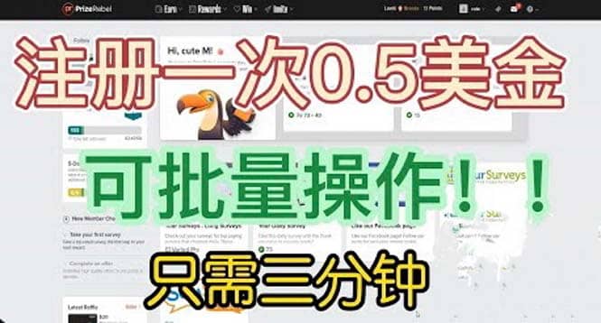 国外项目注册一次0.5美金 只需三分钟无脑操作 可批量放大 小白工作室福利69网创吧-网创项目资源站-副业项目-创业项目-搞钱项目69网创吧