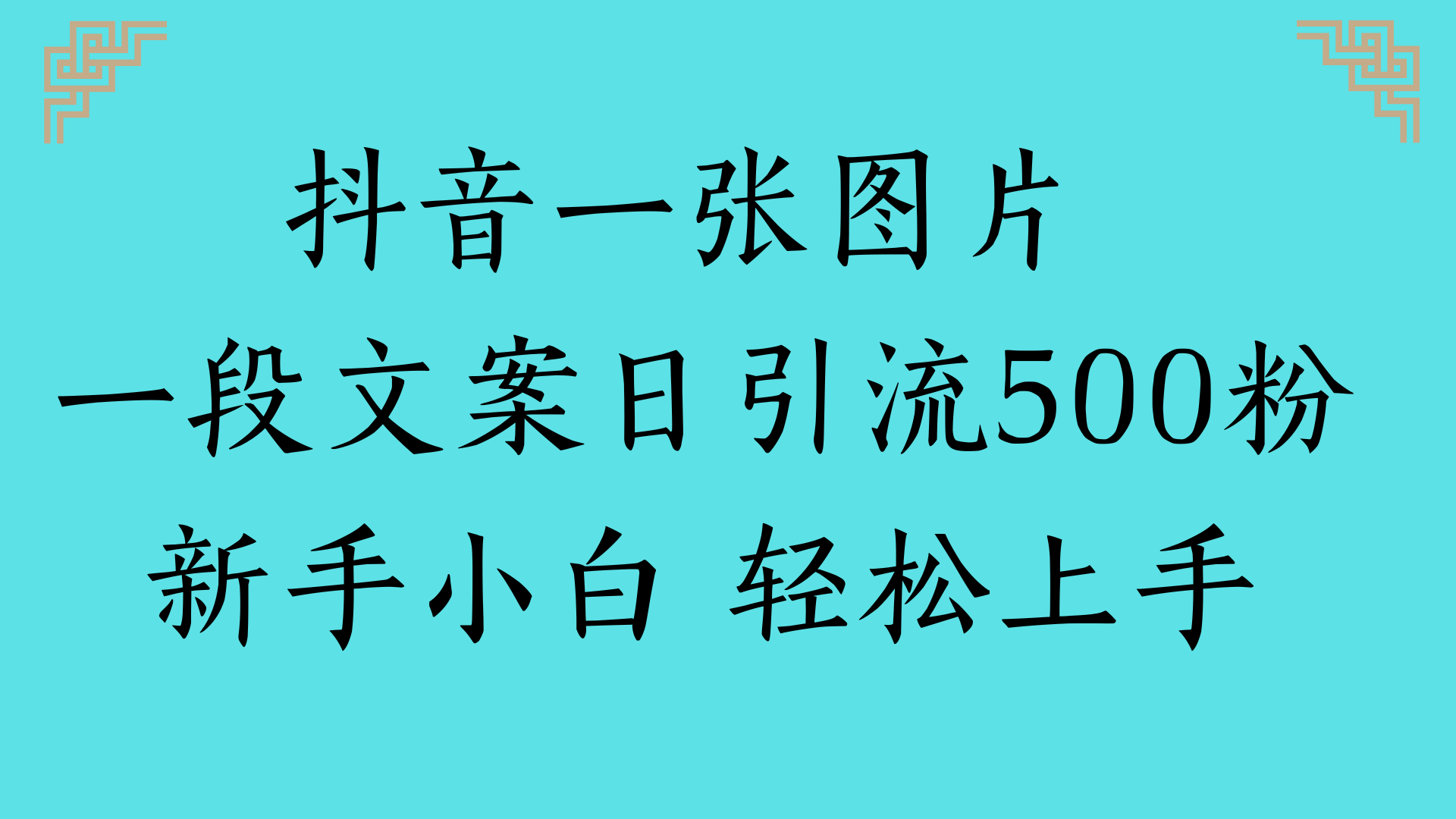 抖音一张图片 一段文案日引流500粉新手小白 轻松上手69网创吧-网创项目资源站-副业项目-创业项目-搞钱项目69网创吧