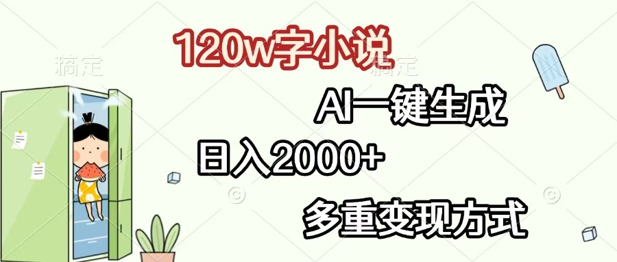 120w字小说，AI一键生成，日入2000+，多重变现方式69网创吧-网创项目资源站-副业项目-创业项目-搞钱项目69网创吧