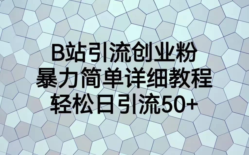 B站引流创业粉，暴力简单详细教程，轻松日引流50+69网创吧-网创项目资源站-副业项目-创业项目-搞钱项目69网创吧