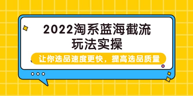 2022淘系蓝海截流玩法实操：让你选品速度更快，提高选品质量（价值599）69网创吧-网创项目资源站-副业项目-创业项目-搞钱项目69网创吧