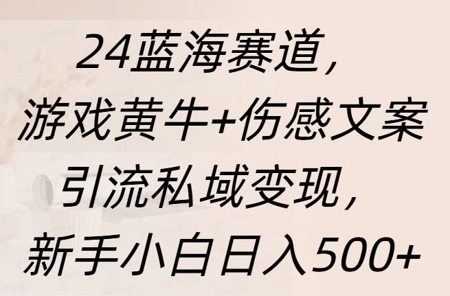 24蓝海赛道，游戏黄牛+伤感文案引流私域变现，新手日入500+69网创吧-网创项目资源站-副业项目-创业项目-搞钱项目69网创吧