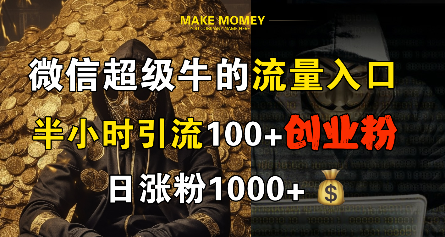 微信超级牛的流量入口，半小时引流100+创业粉，日涨粉1000+69网创吧-网创项目资源站-副业项目-创业项目-搞钱项目69网创吧