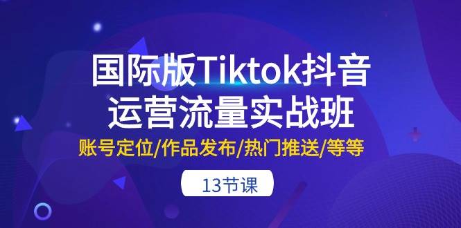 国际版Tiktok抖音运营流量实战班：账号定位/作品发布/热门推送/等等-13节69网创吧-网创项目资源站-副业项目-创业项目-搞钱项目69网创吧