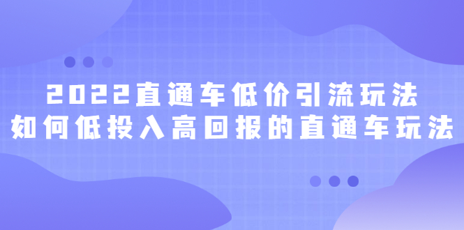 2022直通车低价引流玩法，教大家如何低投入高回报的直通车玩法69网创吧-网创项目资源站-副业项目-创业项目-搞钱项目69网创吧