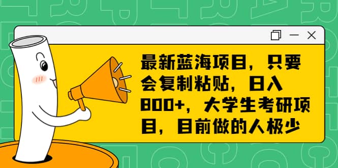 最新蓝海项目，只要会复制粘贴，日入800+，大学生考研项目，目前做的人极少69网创吧-网创项目资源站-副业项目-创业项目-搞钱项目69网创吧