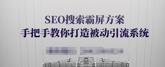 SEO搜索霸屏方案，手把手教你打造被动引流系统【视频课程】69网创吧-网创项目资源站-副业项目-创业项目-搞钱项目69网创吧