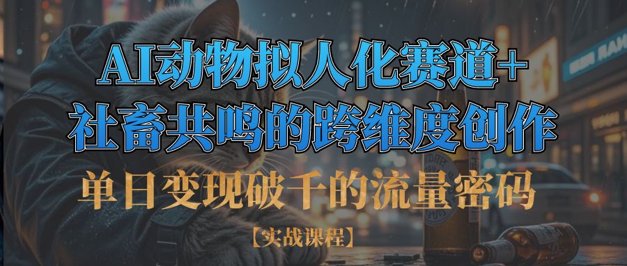 单日变现破千的流量密码,AI动物拟人化赛道+社畜共鸣的跨维度创作69网创吧-网创项目资源站-副业项目-创业项目-搞钱项目69网创吧