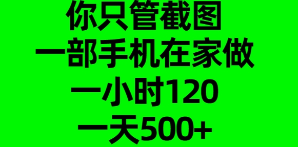 你只管截图，一部手机在家做，一小时120，一天500+69网创吧-网创项目资源站-副业项目-创业项目-搞钱项目69网创吧