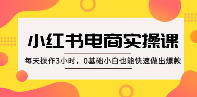 小红书·电商实操课：每天操作3小时，0基础小白也能快速做出爆款69网创吧-网创项目资源站-副业项目-创业项目-搞钱项目69网创吧