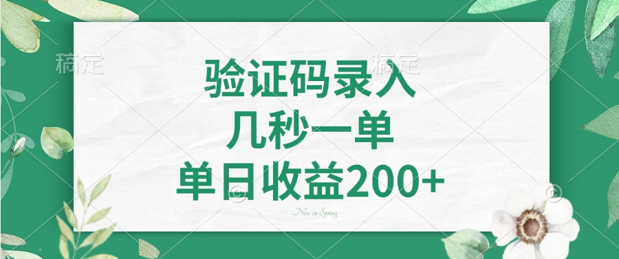 验证码录入，几秒一单，单日收益200+69网创吧-网创项目资源站-副业项目-创业项目-搞钱项目69网创吧