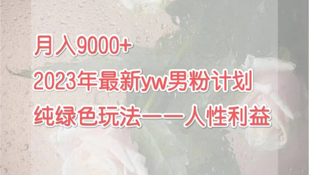 月入9000+2023年9月最新yw男粉计划绿色玩法——人性之利益69网创吧-网创项目资源站-副业项目-创业项目-搞钱项目69网创吧