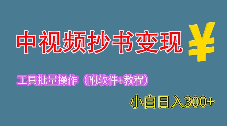 2023中视频抄书变现（附工具+教程），一天300+，特别适合新手操作的副业69网创吧-网创项目资源站-副业项目-创业项目-搞钱项目69网创吧