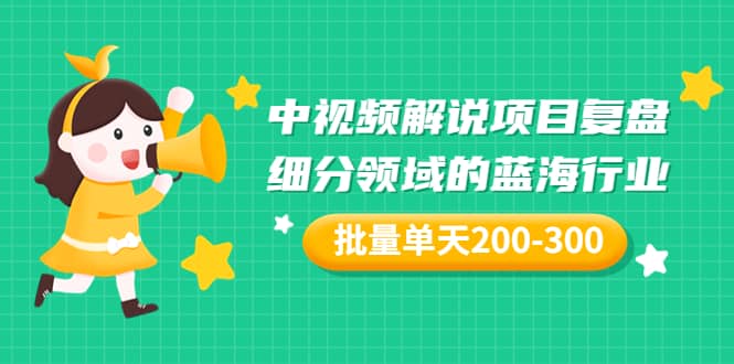 某付费文章：中视频解说项目复盘：细分领域的蓝海行业 批量单天200-300收益69网创吧-网创项目资源站-副业项目-创业项目-搞钱项目69网创吧