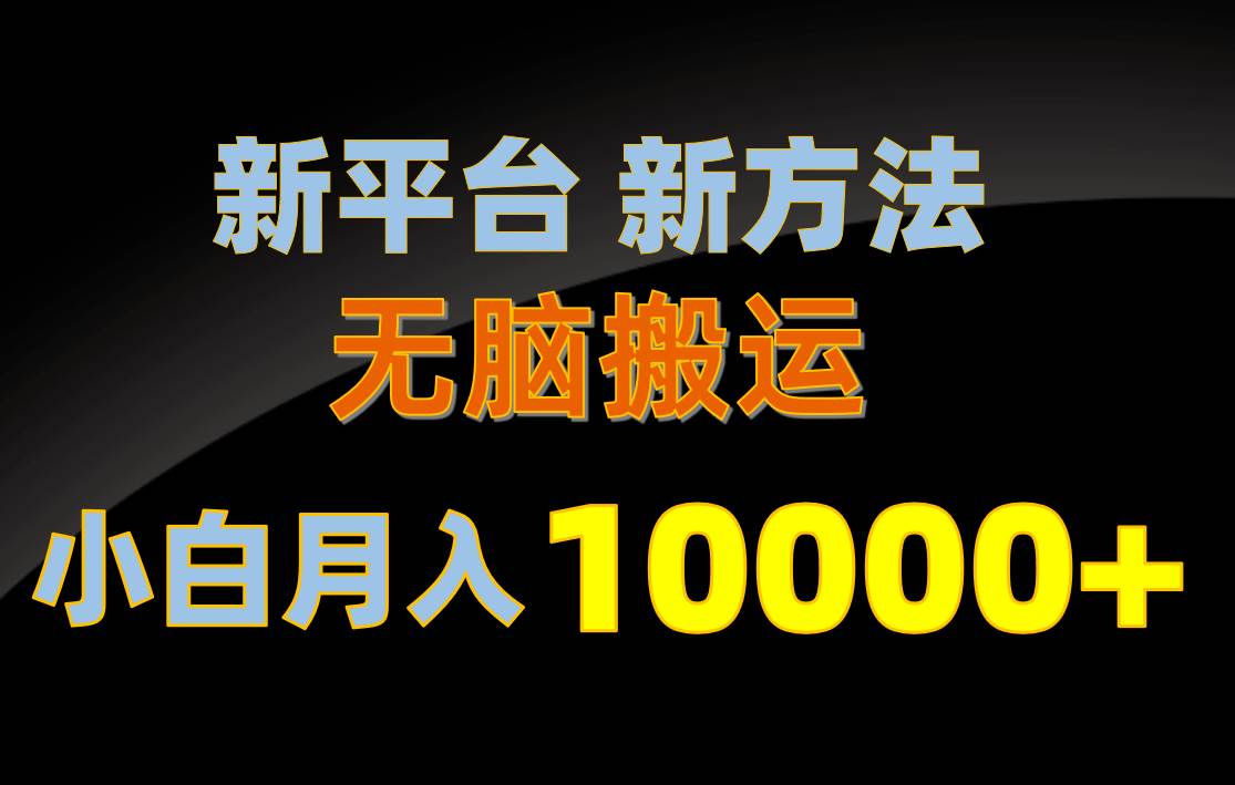 新平台新方法，无脑搬运，月赚10000+，小白轻松上手不动脑69网创吧-网创项目资源站-副业项目-创业项目-搞钱项目69网创吧