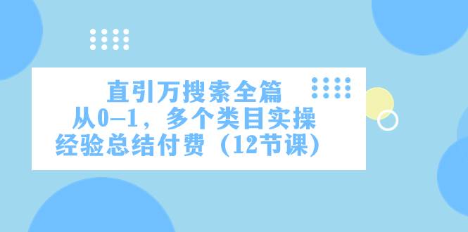 直引万·搜索全篇，从0-1，多个类目实操经验总结付费（12节课）69网创吧-网创项目资源站-副业项目-创业项目-搞钱项目69网创吧