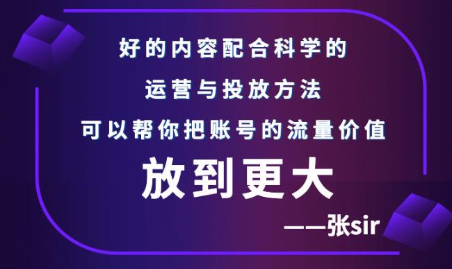 张sir账号流量增长课，告别海王流量，让你的流量更精准69网创吧-网创项目资源站-副业项目-创业项目-搞钱项目69网创吧