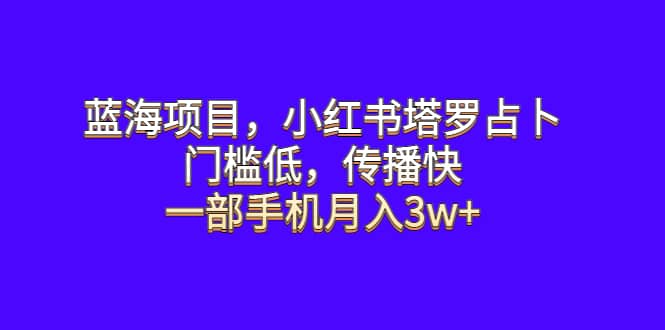 蓝海项目，小红书塔罗占卜，门槛低，传播快，一部手机月入3w+69网创吧-网创项目资源站-副业项目-创业项目-搞钱项目69网创吧