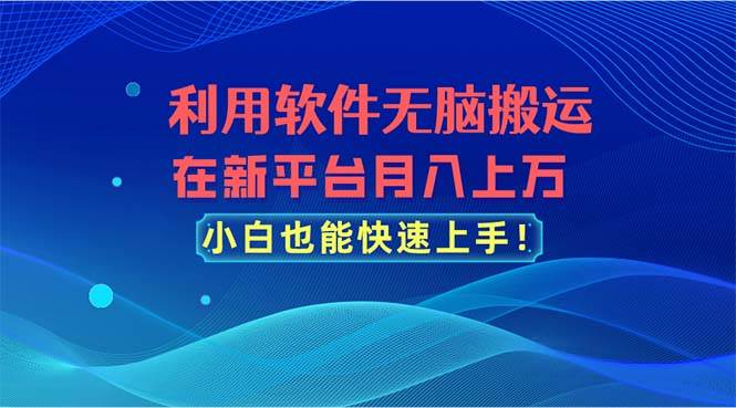 利用软件无脑搬运，在新平台月入上万，小白也能快速上手69网创吧-网创项目资源站-副业项目-创业项目-搞钱项目69网创吧