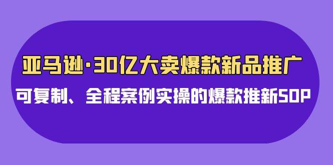 亚马逊30亿·大卖爆款新品推广，可复制、全程案例实操的爆款推新SOP69网创吧-网创项目资源站-副业项目-创业项目-搞钱项目69网创吧