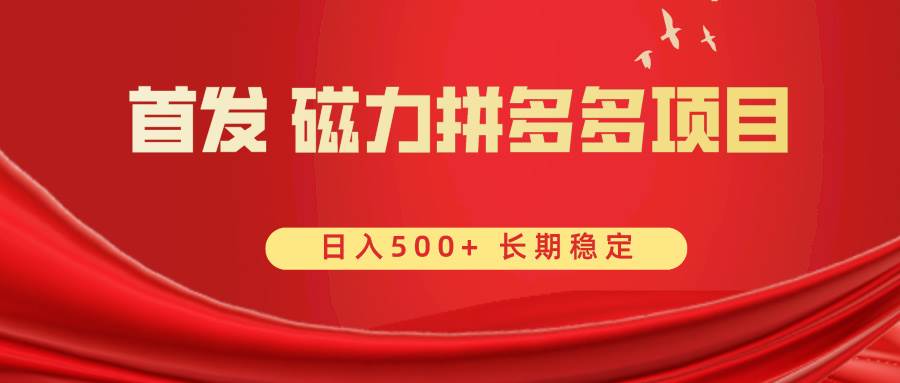 首发 磁力拼多多自撸  日入500+69网创吧-网创项目资源站-副业项目-创业项目-搞钱项目69网创吧