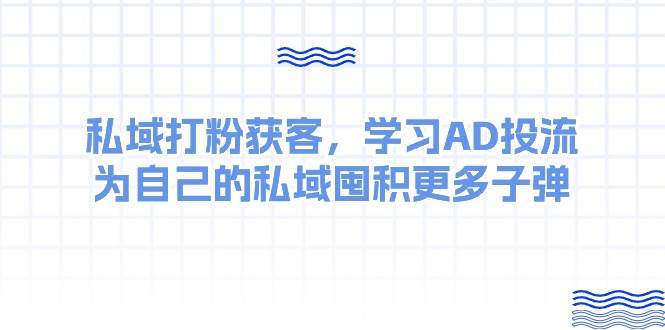 某收费课：私域打粉获客，学习AD投流，为自己的私域囤积更多子弹69网创吧-网创项目资源站-副业项目-创业项目-搞钱项目69网创吧
