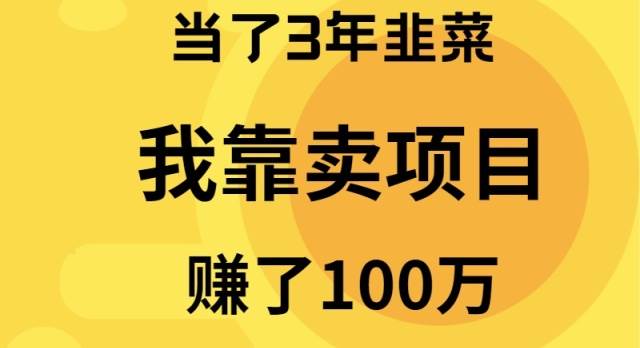 当了3年韭菜，我靠卖项目赚了100万69网创吧-网创项目资源站-副业项目-创业项目-搞钱项目69网创吧